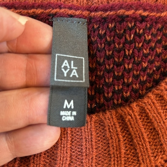 ALYA Maroon Orange Cheetah Print Sweater Size Medium - Picture 3 of 7